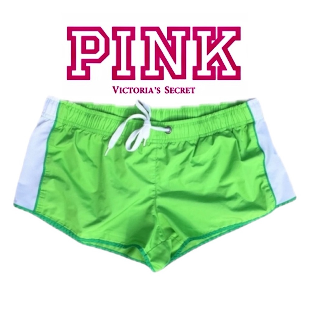 - PINK Victoria’s Secret Sz M Green & White Board Shorts! EUC!